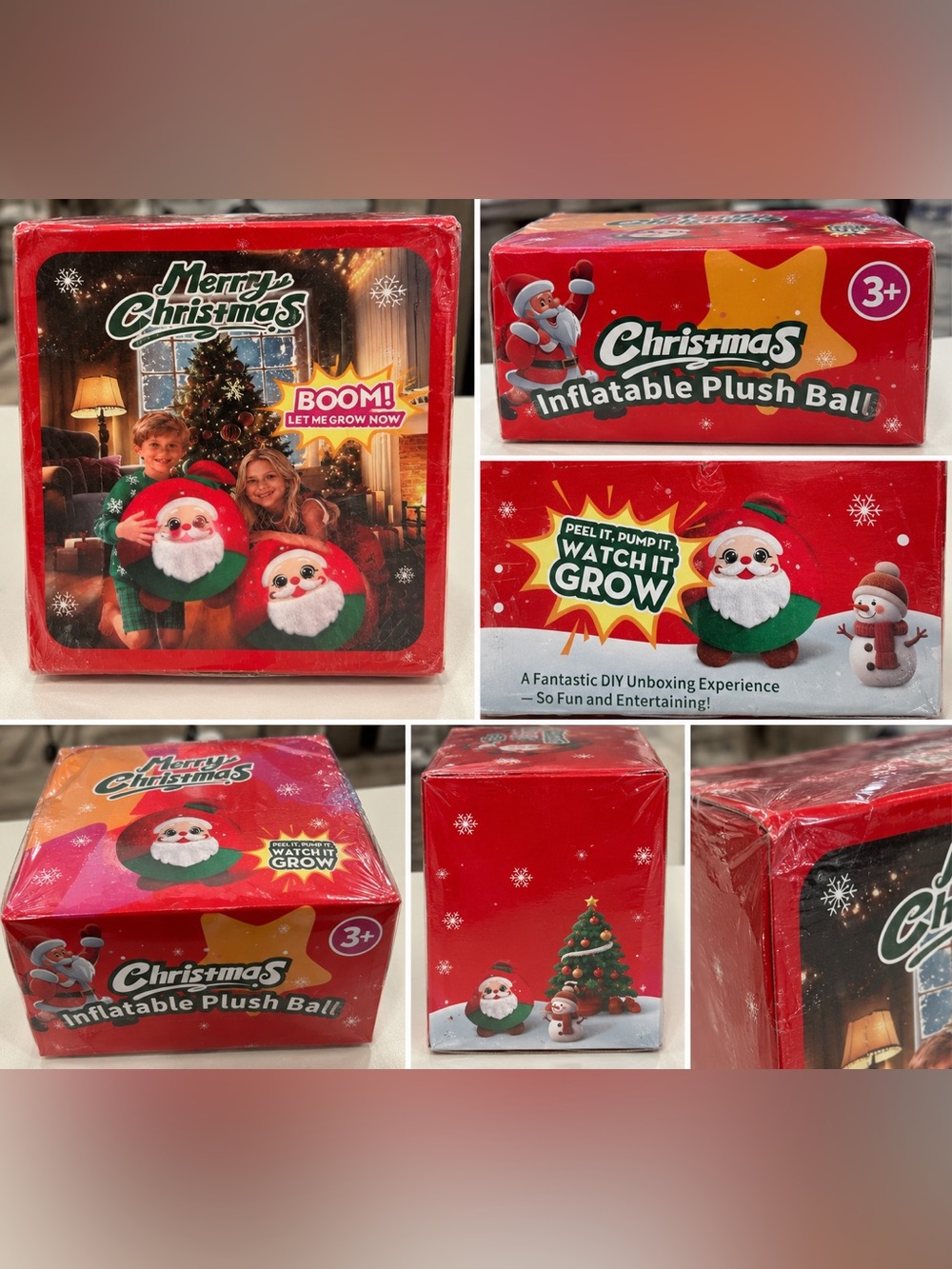 Christmas Inflatable Plush Santa Ball - Red & Green